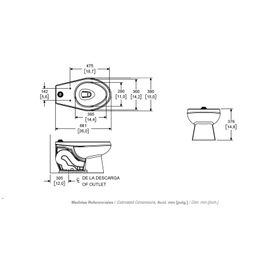 Inodoro NAO Blanco Institucional Elongado 3.5-6L sin Asiento con Spud