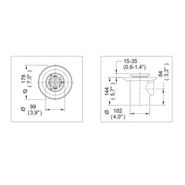 Desagüe Helvex Cromo con Rejilla Redonda 99 mm Sifón 1 Boca con Sello Hidráulico