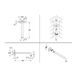 Brazo Ducha BauEdge Cromo Pared 400 mm