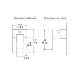 Mezcladora Ducha Scuadra Cromo Monomando Empotrada Sin Diverter