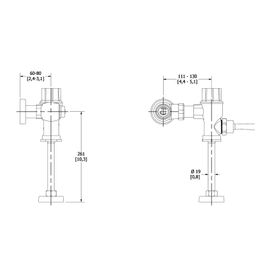 Fluxómetro Helvex Cromo para Mingitorio de Palanca Consumo Máx 1 Lt