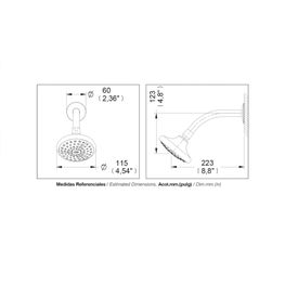 Kit Ducha Brazo y Cabeza Redonda Proyecta Cromo 115 mm