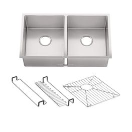 Lavatrastos Strive Inox Submontar Rectangular 2 Fosas 81.3x46.5 cm Con Rejilla