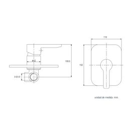 Mezcladora Ducha Trento Cromo Monomando Empotrada Sin Diverter
