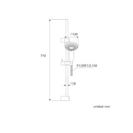 Mezcladora Ducha Trento Cromo Teleducha Con Barra, Manguera y Teléfono
