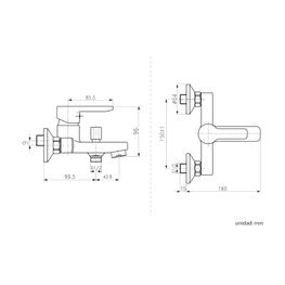 Mezcladora Ducha Trento Cromo Monomando Expuesta Con Diverter y Salida Tina
