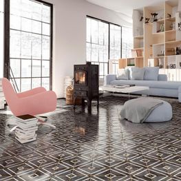 Mosaico Tempo Pattern Caviar 22.5x22.5 cm Brillante