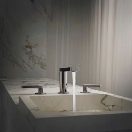 Grifo Lavabo Composed Titanio Caño Bajo Bimando 8” con Desagüe