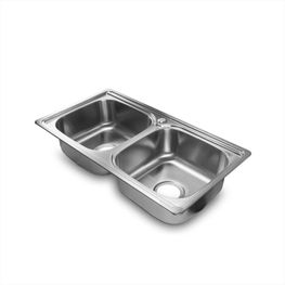 Lavatrastos Tribeca 2 Fosas Empotrar 78x43.5x17 cm Con Contracanasta, Sifón y Agujero Grifo