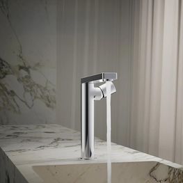 Grifo Lavabo Composed Pure Titanio Caño Medio Monomando con Desagüe