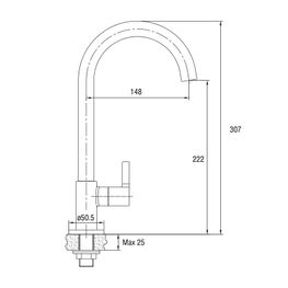 Grifo Cocina Trento Cromo Agua Fría Cuello Ganso