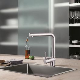 Mezcladora Cocina Trento Cromo Monomando Cuello L Pull Out