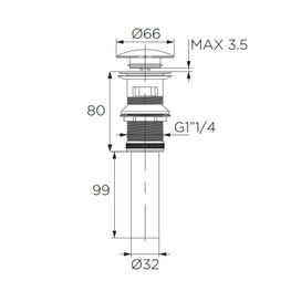 Desagüe Push Lavamanos Kubika Gun Grey 1 1/4 con Rebalse PVD