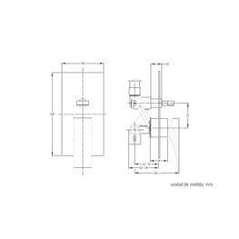 Mezcladora Monomando Empotrada Ducha con Diverter Kubika Gun Grey PVD