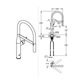 Grifo Cocina Essence Cromo Monomando Cuello Ganso Flexible