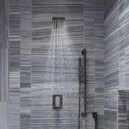 Grifo Ducha Parallel Negro Cabeza Cuadrada 127 mm