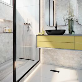 Desagüe Perimetral Tiny Negro Mate Rectangular 250mm Con Tapa