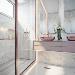 Desagüe Perimetral Tiny Rose Gold Rectangular 250mm Con Tapa