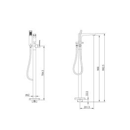 Mezcladora para Tina Freestanding Keops Cromo Monomando Cuadrada
