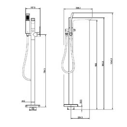 Mezcladora para Tina Freestanding Keops Negro Monomando Cuadrada