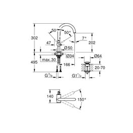 Grifo Lavabo Atrio Grafito Monomando Cuello de Ganso L