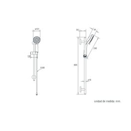 Teleducha Urban Negro Mate Con Barra, Manguera y Teléfono