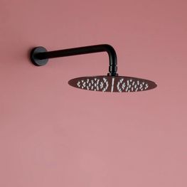 Brazo Ducha Redondo 400mm Urban Negro Mate Pared