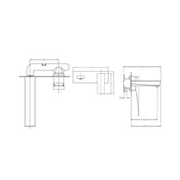 Mezcladora Monomando Lavamanos a Pared Kubika Negro Mate PVD