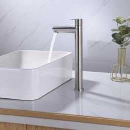 Mezcladora de Lavamanos Home II Satin Inox Monomando Caño Alto sin Desagüe