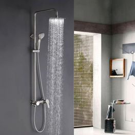 Sistema de Ducha Home II Satin Inox con Barra, Manguera, Teléfono y Cabeza