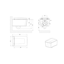 Inodoro Rettangolo Negro Mate One Piece Asiento Suspendido