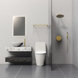 Mezcladora Lavamanos Slim Oro Cepillado Monomando Caño Alto