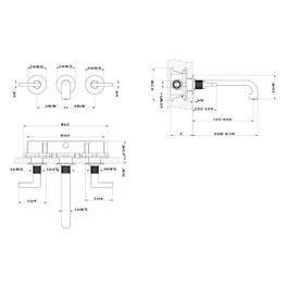 Grifo Inciso Inoxidable Lavamanos Bimando 8" Pared Sin Desagüe