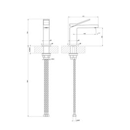 Mezcladora Lavamanos Monomando Rettangolo K Negro Cepillado Caño Bajo