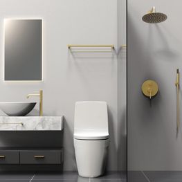 Mezcladora Ducha Slim Oro Cepillado Monomando Empotrada Con Diverter