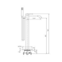 Mezcladora Tina Freestanding Slim Oro Cepillado Monomando