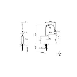 Mezcladora Lavamanos Monomando Goccia Cromo Caño Alto sin Desagüe