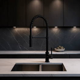 Mezcladora Monomando Cocina Cuello Flexible Laos SemiPro Negro