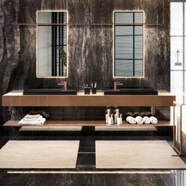 Mezcladora Lavamanos Monomando Rettangolo Cobre Caño Bajo