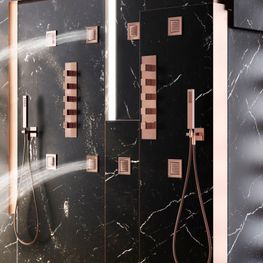 Ducha Lateral Cuadrada Rettangolo Cobre Cepillado 25 Boquillas