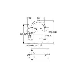 Grifo Atrio Grafito Tina Trim Freestanding Mono 1/2" Redonda con Ducha