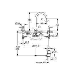 Grifo Lavabo Atrio Grafito Caño Alto Bimando con Desagüe