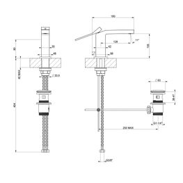Mezcladora Lavamanos Monomando Rettangolo K Cobre Caño Bajo