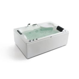 Tina Hidromasaje Curazao II Pro Blanca Acrílica 2 Personas con Termostato y Ozono 182x122x66 cm