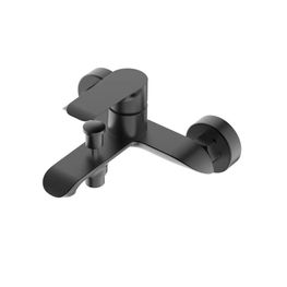 Mezcladora Ducha Urban Negro Mate Monomando Expuesta Con Diverter y Salida Tina