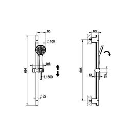 Teleducha Redonda Emporio Cromo con Barra, Teléfono, Manguera y Soporte 694 mm