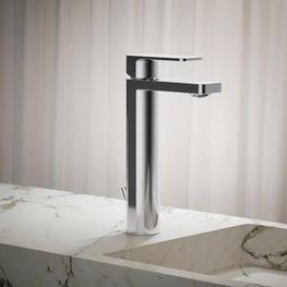 Mezcladora Monomando Lavamanos Caño Alto Parallel Níquel Cepillado con Desagüe