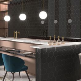 Opal Negro Hexagonal Mate 15x17