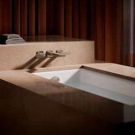 Grifo Tina Bimando Parallel Níquel Cepillado a Pared