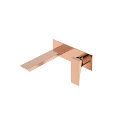 Mezcladora Monomando Lavamanos a Pared Kubika Rose Gold Anti-Huella PVD